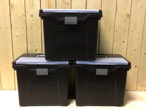 lot 52 image: Letter Size Portable File Box with Organizer Lid in Black (3-Pack) Customer Returns See Pictures