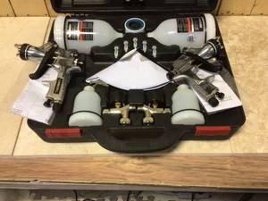 lot 59 image: Husky HVLP and Standard Gravity Feed Spray Gun Kit Customer Returns See Pictures