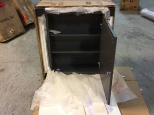 lot 70 image: Sonoma 24 in. x 27 in. Surface Mount Medicine Cabinet in Dark Charcoal Customer Returns See Pictures