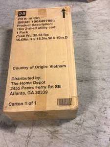 lot 76 image: 2-Tier Plastic 4-Wheeled Service Cart in Black with 500 lb. Capacity by Husky Customer Returns See Pictures