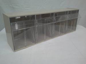 lot 2 image: Tilting Storage Bins Organizer Containers - Countertop or Wall Mounted - Excellent Condition 