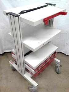 lot 8 image: Stryker Endoscopy Standing Desk Table Cart - Great Condition with Locking Casters - Shelves are Adjustable