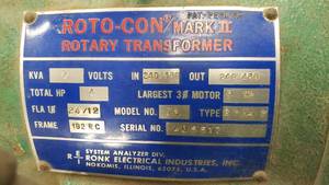 lot 38 image: Phase Converter - Single Phase to 3 Phase 240480