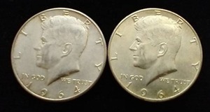 2 90% Silver Kennedy Half Dollars