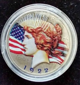 1922 Colorized Peace Dollar
