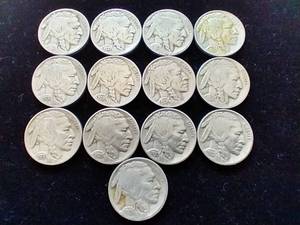 13 Buffalo Nickels