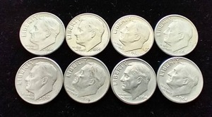 8 90% Silver Roosevelt Dimes