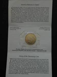 1988 Marshall Islands Space Shuttle Discovery $5 Comm. Coin