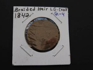 1842 Large Cent and Three V Nickels