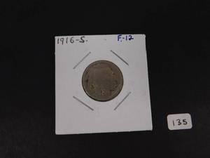 Six Buffalo Nickels 1916-S marked F12, 1923 , 1927-D, 1936, 1937, 1937 marked VF20
