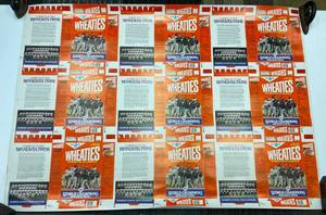 Rare Vintage Wheaties 1987 world champions uncut cereal boxes