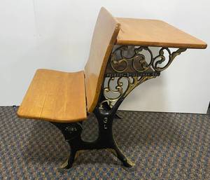 Vintage Peabody - Stiggleman co. childs desk with folding bench seat