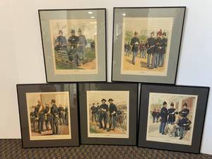 Group of 5 vintage framed civil war Lithos