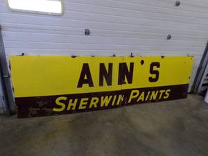 lot 2 image: Vintage 1950s Two Panel Porcelain Sherwin Paint Sign