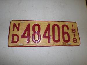 lot 35 image: 1918 North Dakota License Plate