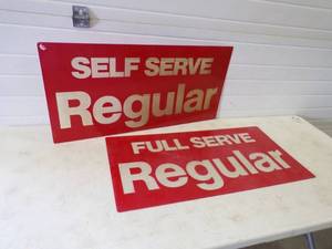 lot 59 image: 2 Large Retired Plexi Gas Signs