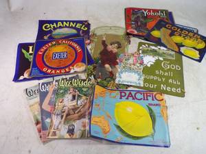 lot 60 image: Early 20th Century Advertising Pieces & Produce Crate Tags