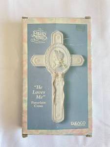 Precious Moments He Loves Me Porcelain Cross