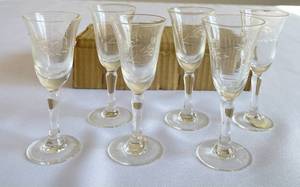 Set of 6 Vintage Dessert Wine Glasses