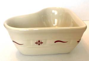 Longaberger Pottery Heritage Red Heart Shape Insert Ramekin Dish