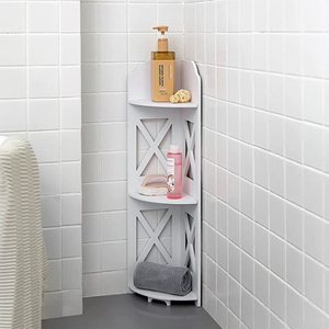 3 Tier White Bathroom Waterproof Corner Shelf