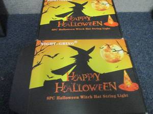 lot 17 image: 2- 8pc Halloween Witch Hat String Li...