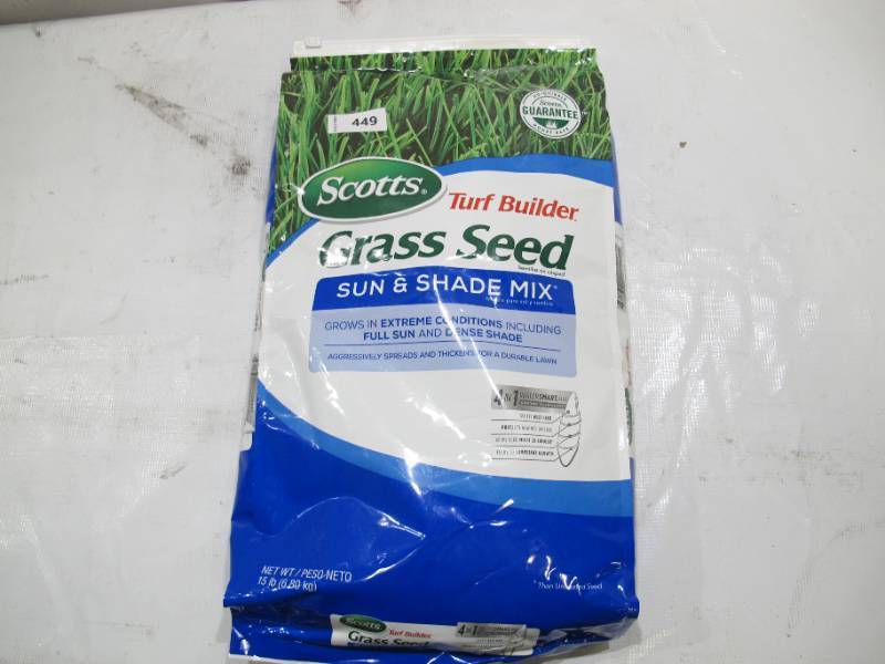 lot 449 image: Scotts Turf Builder Grass Seed Sun & Shade Mix 15lb - 18475PM