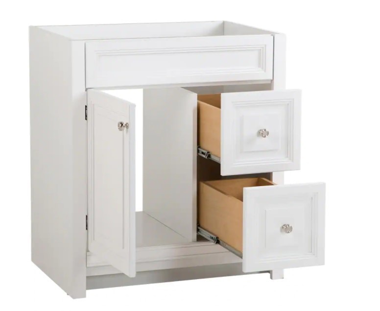 lot 433 image: Home Decorators Collection Brinkhill 31 in. W x 22 in. D Bathroom Vanity in White - NO TOP