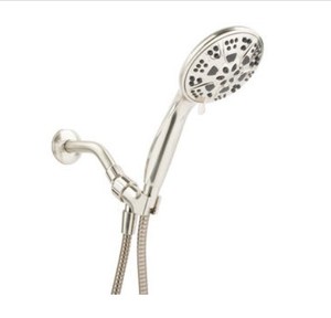 lot 972 image: OakBrook 4705497 Brushed Nickel PVC 5 settings Handheld Showerhead 1.8 gallon