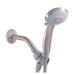lot 976 image: OakBrook 4705398 Brushed Nickel PVC 3 Spray Setting Shower Head 1.8 gpm - NEW
