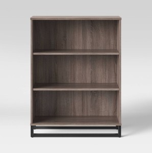 lot 717 image: Mixed Material 3 Shelf Bookcase - Room Essentials - Gray Oak Finish