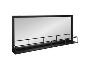 lot 748 image: 40 x 18 Jackson Metal Frame Mirror with Shelf Black - Kate & Laurel All Things Decor