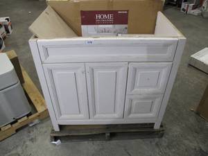 lot 775 image: USED Home Decorators Collection Brinkhill 36 in. W x 34 in. H x 22 in. D Bath Vanity Cabinet Only in Cream