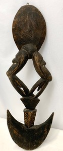 lot 6 image: Tribal Sepik River Region Carved Wood Suspension Hook Figure - 26 Tall
