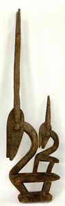lot 11 image: Antique African Ci Wara Antelope Female Headdress, Bamana Tribe, Mali