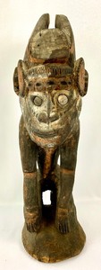 lot 13 image: Antique Polychrome Hand-Carved Tribal Sculpture - 19 Tall-  Papua New Guinea