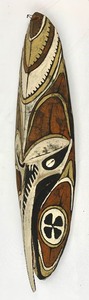 lot 16 image: Vintage Narrow 30 Long Lower Sepik Carved Wood Mask - Papua New Guinea