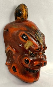 lot 24 image: Japanese Kongo Rikishi Mask - Nio Buddhist Temple Guardian