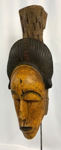 lot 29 image: Vintage African Carved Wood Mask w Original Wood Section- Goura Gold Coast