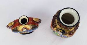 lot 105 image: Hand Painted Satsuma Moriage Vases Made in Japan