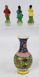 lot 107 image: Porcelain Miniature Figurines and Vase