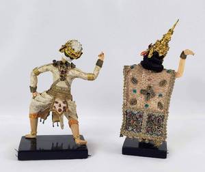 lot 108 image: Pair of Vintage Thailand Cloth Costume Dancer Dolls