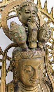 lot 208 image: Antique Bronze Kuan-yin  Senju Kannon Statue - Buddhist Bodhisattva