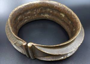 lot 202 image: Large Antique Bronze Tribal African Torque  Currency Ring- GabonCameroon