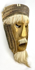 lot 49 image: Mexican Carved Mask w Armadillo Hide and Animal Fur #2
