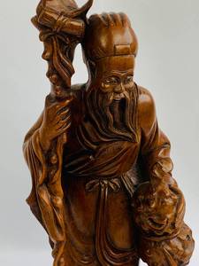 lot 77 image: Vintage Ornately Hand-carved Asian Wooden Figurine - Bearded Man