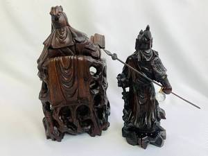 lot 80 image: Handcarved Wooden Asian Warrior-Like Figurines