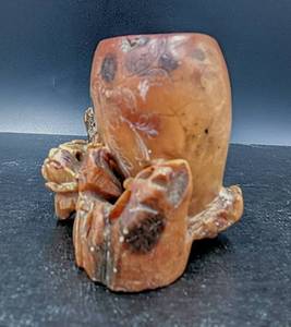 lot 126 image: Vintage Chinese Hand Carved Soapstone Inkwell and Brush Pot for Calligraphy