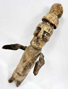 lot 51 image: Primitive Hand-Carved Jointed Male Figure in a Hat- Igbo Figure Nigeria