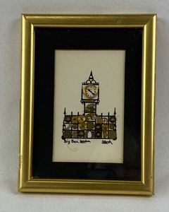 lot 245 image: Authentic Vintage L. Kersh Big Ben Horological Collage, Shell Flower Art and More